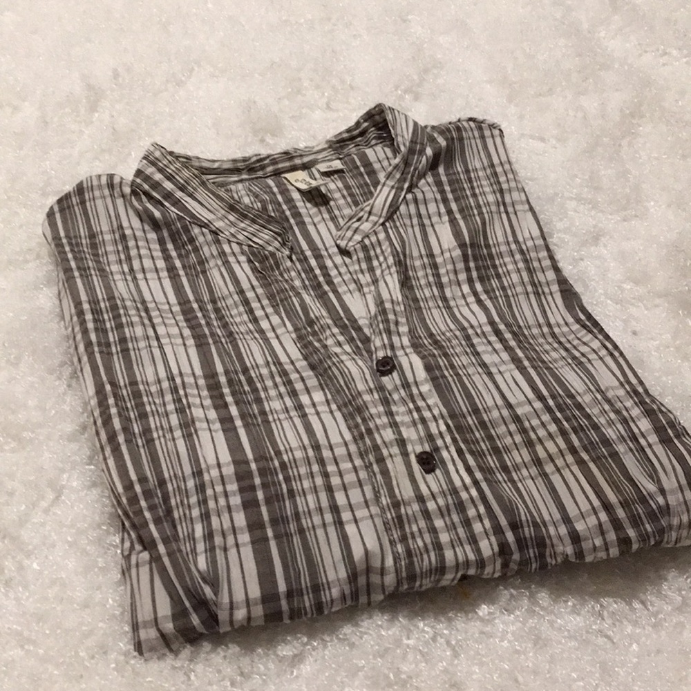 SJB Button down blouse brown and off white 1X - Picture 6 of 6